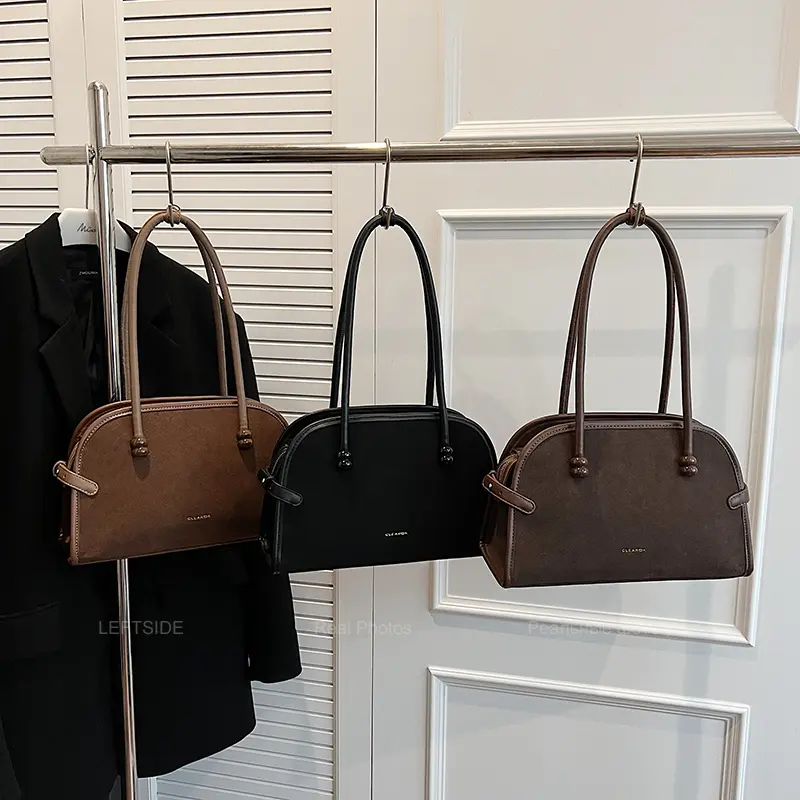 LEFTSIDE Women's Pu Leather Shoulder Bag 2025 Winter New Retro Underarm Tote Bag Luxury Brand Designer Vintage Handbags