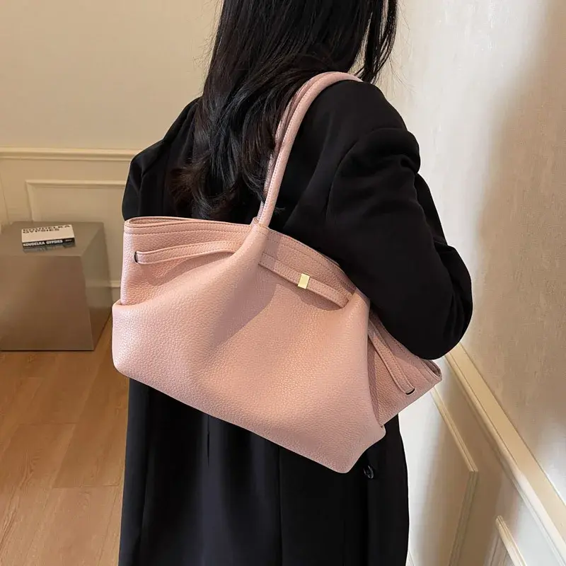LEFTSIDE Big Short Handle PU Leather Tote Bags for Women 2024 Y2K Ladies Shoulder Bag Females Retro Simple Handbags and Purses