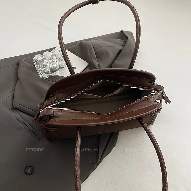 LEFTSIDE Women's Pu Leather Shoulder Bag 2025 Winter New Retro Underarm Tote Bag Luxury Brand Designer Vintage Handbags