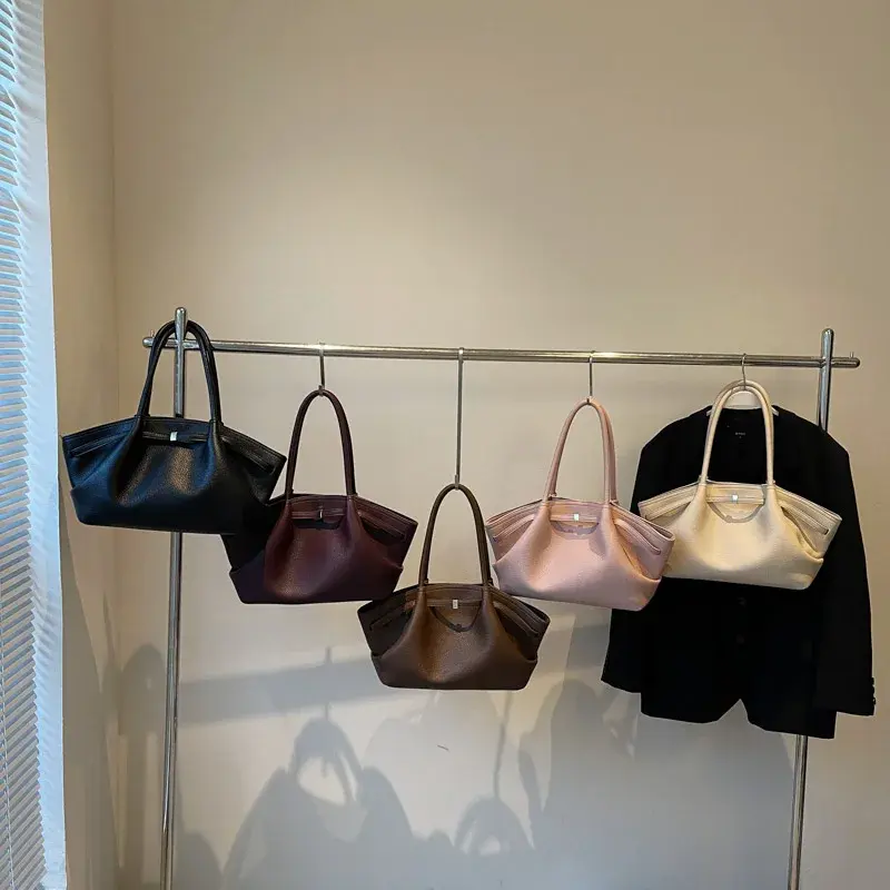 LEFTSIDE Big Short Handle PU Leather Tote Bags for Women 2024 Y2K Ladies Shoulder Bag Females Retro Simple Handbags and Purses