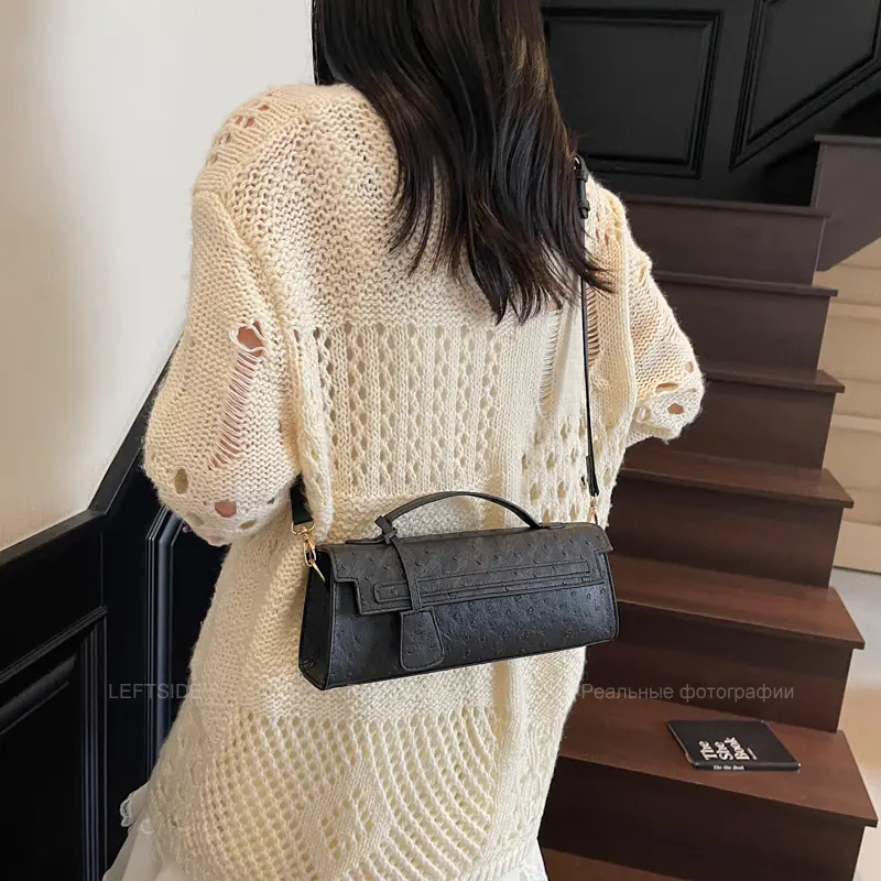 LEFTSIDE 2025 New Luxury Small PU Leather Stone Pattern Handbags and Purses Women Flap Crossbody Bag Short Handle Shoulder Bags