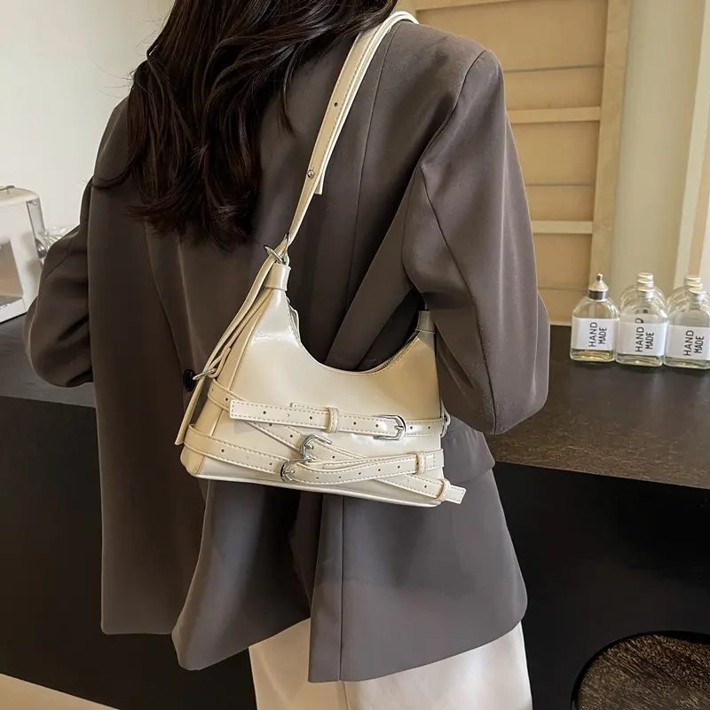 LEFTSIDE Belt Design Small PU Leather Shoulder Bags for Women 2025 Y2K Korean Fashion Crossbody Bag Lady Red Handbags and Purses