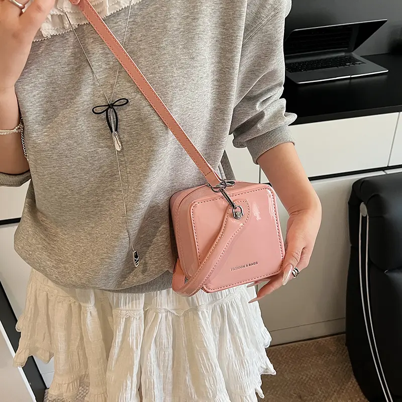 LEFTSIDE Cute Mini Box PU Leather Crossbody Bag Lady Handbags and Purses Women 2025 Blue Short Handle Cross Body Bag for Phone