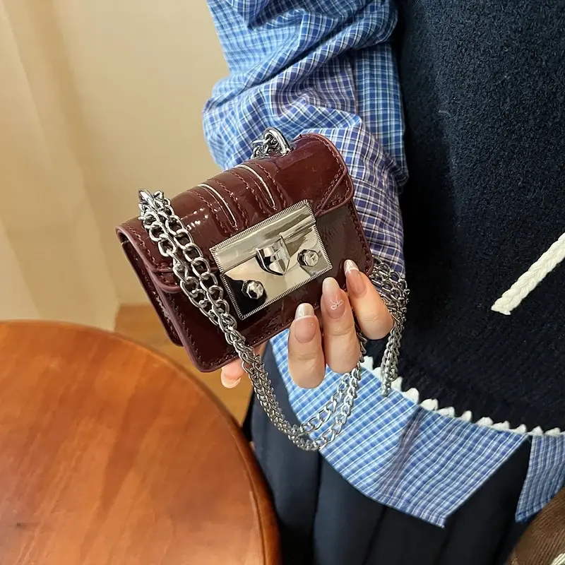 LEFTSIDE 2024 Winter New Y2K Retro Design Mini PU Leather Flap Bag Women Handbags and Purses Shoulder Bag Lady Crossbody Bag