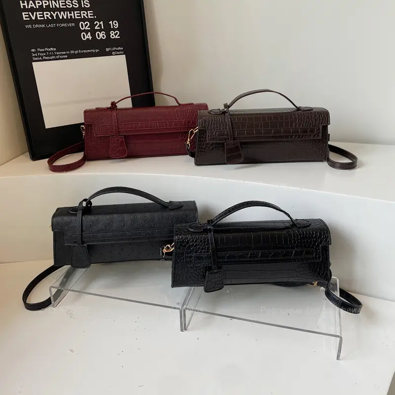 LEFTSIDE 2025 New Luxury Small PU Leather Stone Pattern Handbags and Purses Women Flap Crossbody Bag Short Handle Shoulder Bags
