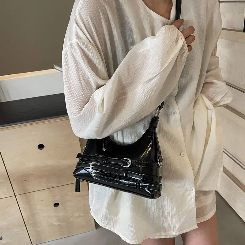LEFTSIDE Belt Design Small PU Leather Shoulder Bags for Women 2025 Y2K Korean Fashion Crossbody Bag Lady Red Handbags and Purses