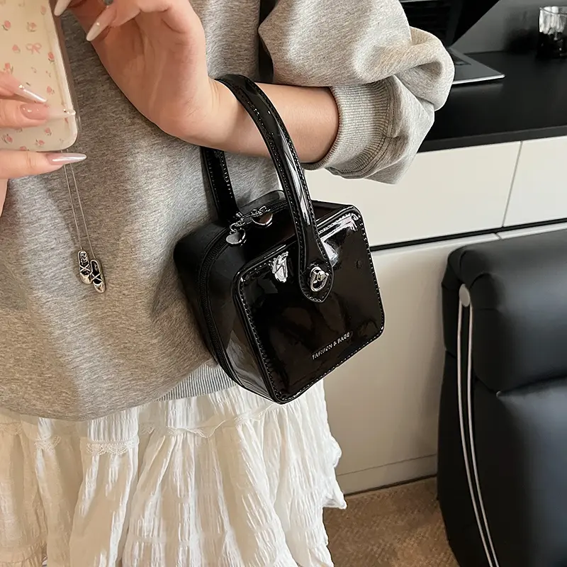 LEFTSIDE Cute Mini Box PU Leather Crossbody Bag Lady Handbags and Purses Women 2025 Blue Short Handle Cross Body Bag for Phone