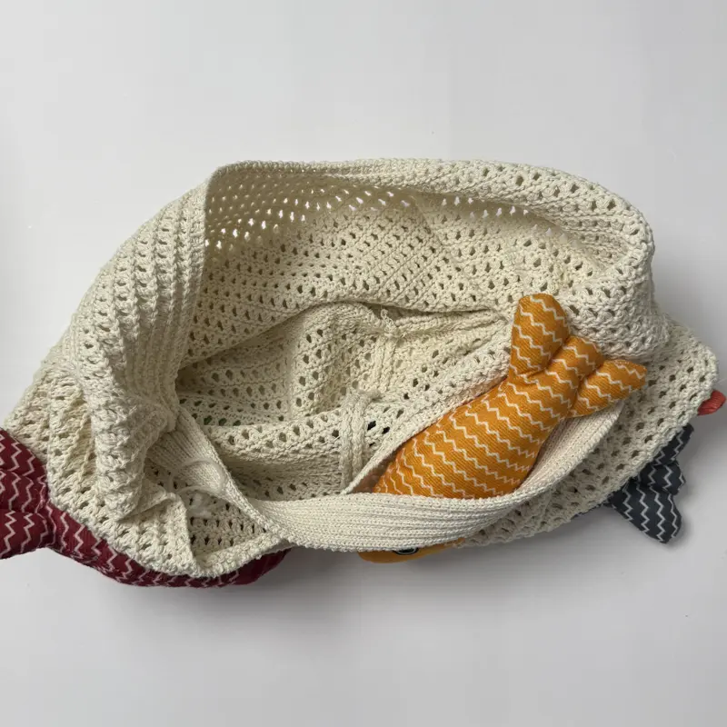LEFTSIDE Fish Design Knitting Weave Shoulder Bag Woven Hand Bag 2025 Winter Hobo Bag Travel Handbags Shopper Shopping Purse