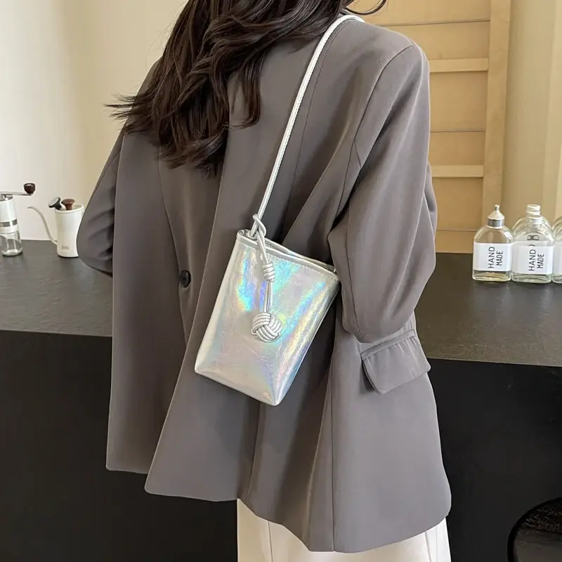 LEFTSIDE Mini Pu Leather Shoulder Bags for Women 2025 Simple Y2K Korean Fashion Gold Handbags and Purses Silver Crossbody Bag