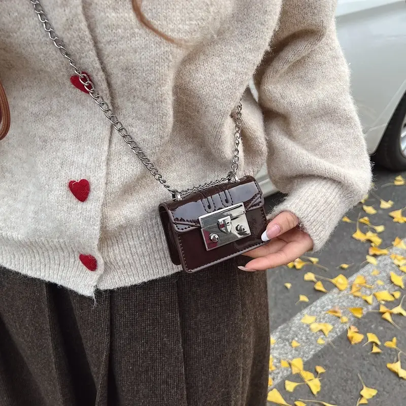 LEFTSIDE 2024 Winter New Y2K Retro Design Mini PU Leather Flap Bag Women Handbags and Purses Shoulder Bag Lady Crossbody Bag