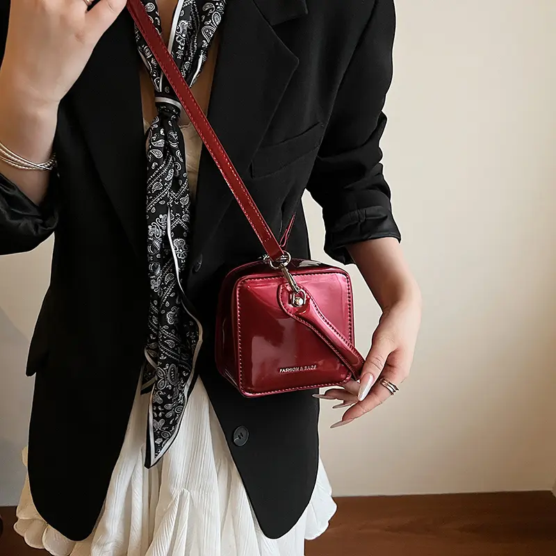 LEFTSIDE Cute Mini Box PU Leather Crossbody Bag Lady Handbags and Purses Women 2025 Blue Short Handle Cross Body Bag for Phone