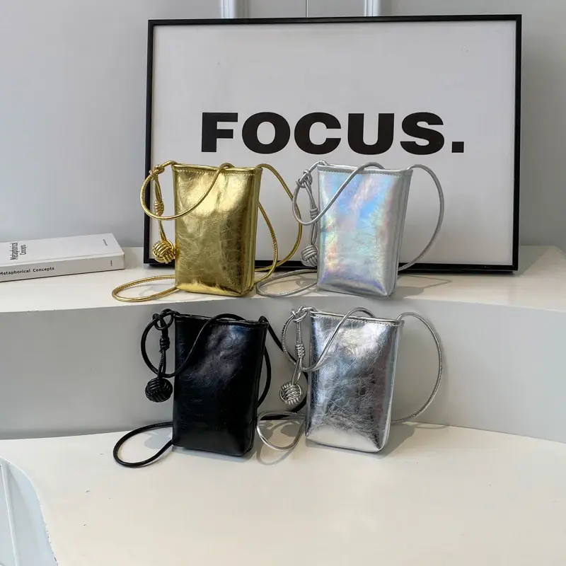 LEFTSIDE Mini Pu Leather Shoulder Bags for Women 2025 Simple Y2K Korean Fashion Gold Handbags and Purses Silver Crossbody Bag