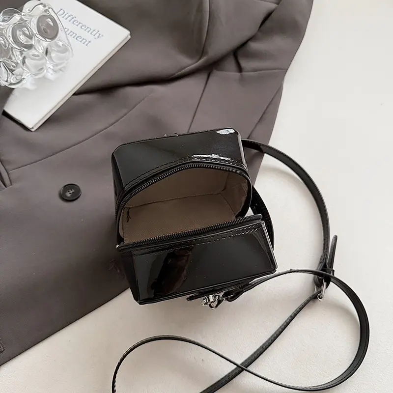 LEFTSIDE Cute Mini Box PU Leather Crossbody Bag Lady Handbags and Purses Women 2025 Blue Short Handle Cross Body Bag for Phone