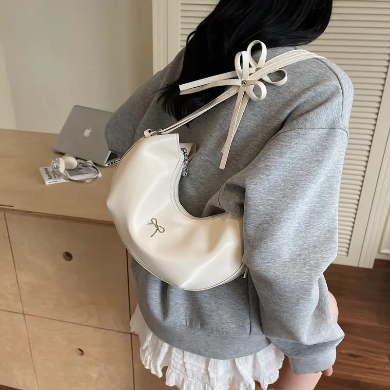 LEFTSIDE Retro Japanese Style Sweet Shoulder Bags for Women Small PU Leather Tote Bag 2025 Designer Bow Purses and Handbags