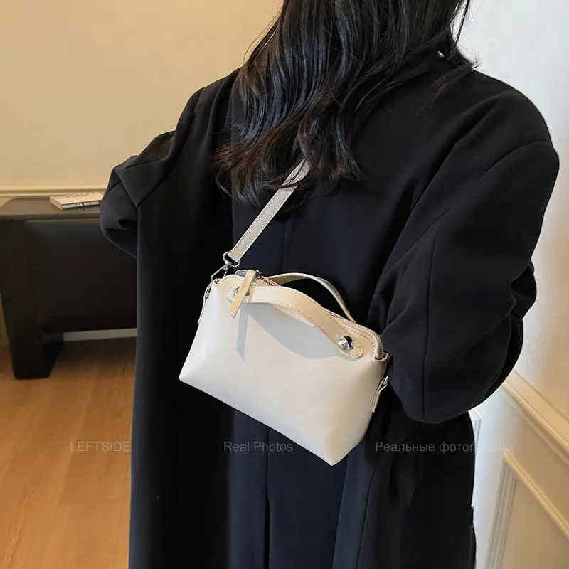 LEFTSIDE Small PU Leather Short Handle Shoulder Bag for Women 2025 Luxury Crossbody Bag Lady Designer Handbags and Purses