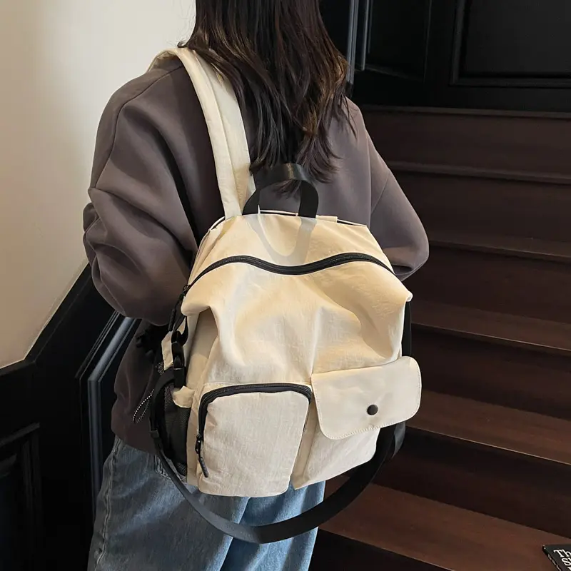 LEFTSIDE Women's Soft Cloth Green Backpacks 2025 New in Fashion Summer New Backpack Girls School Bag Cute Solid Color Back Pack