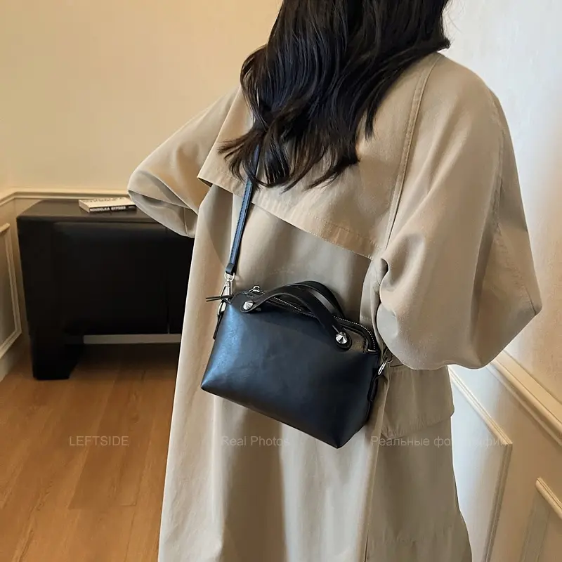 LEFTSIDE Small PU Leather Short Handle Shoulder Bag for Women 2025 Luxury Crossbody Bag Lady Designer Handbags and Purses