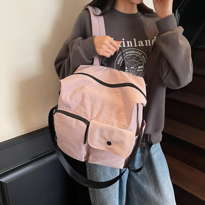 LEFTSIDE Women's Soft Cloth Green Backpacks 2025 New in Fashion Summer New Backpack Girls School Bag Cute Solid Color Back Pack