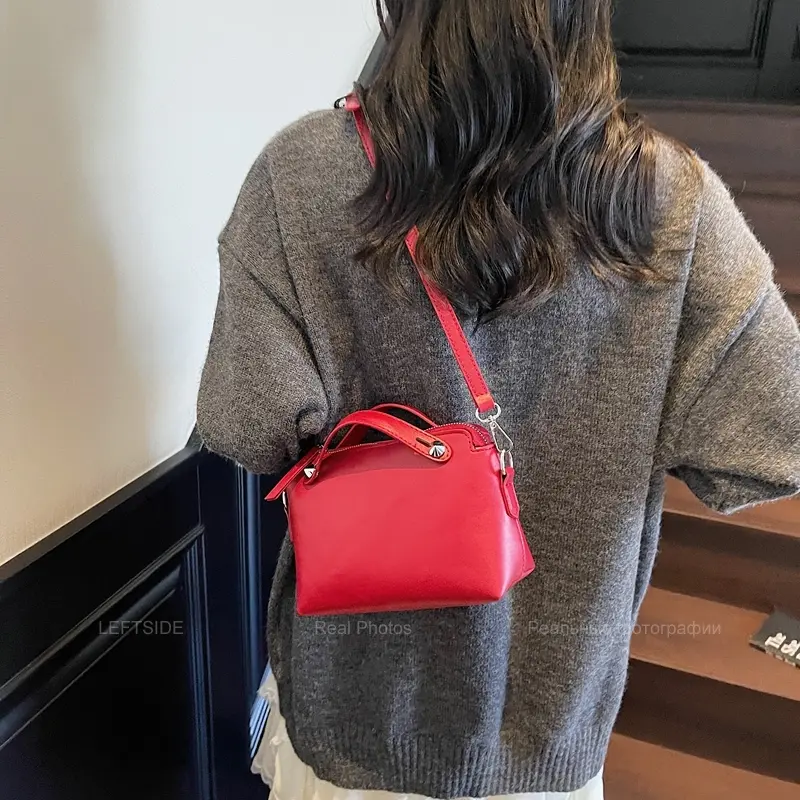 LEFTSIDE Small PU Leather Short Handle Shoulder Bag for Women 2025 Luxury Crossbody Bag Lady Designer Handbags and Purses