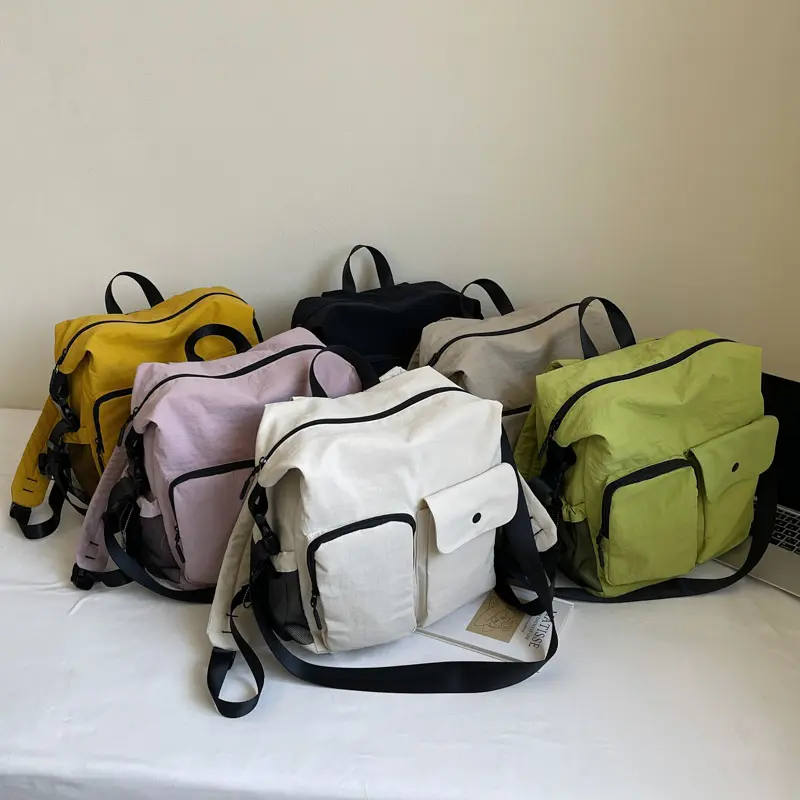 LEFTSIDE Women's Soft Cloth Green Backpacks 2025 New in Fashion Summer New Backpack Girls School Bag Cute Solid Color Back Pack