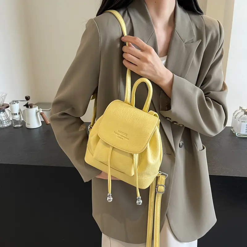 LEFTSIDE Candy Color Women's Cute Small Pu Leather Backpacks 2025 Y2K Korean Fashion Solid Color Backpack Lady Travel Back Packs