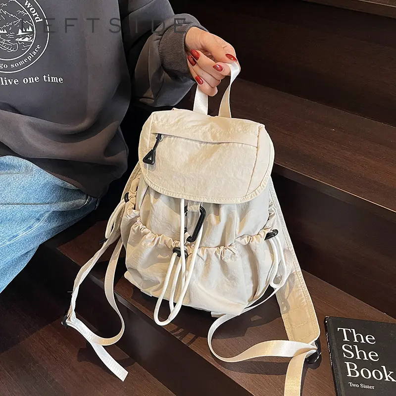 LEFTSIDE Women's Small Soft Cloth Backpacks 2025 New in Fashion Summer New Backpack Girls School Bag Cute Green Back Pack