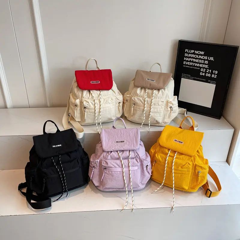 LEFTSIDE Women Cloth Small Soft Backpacks 2025 Design Backpack for Teens​​ Girls School Bag Solid Color Travel Yellow Back Pack