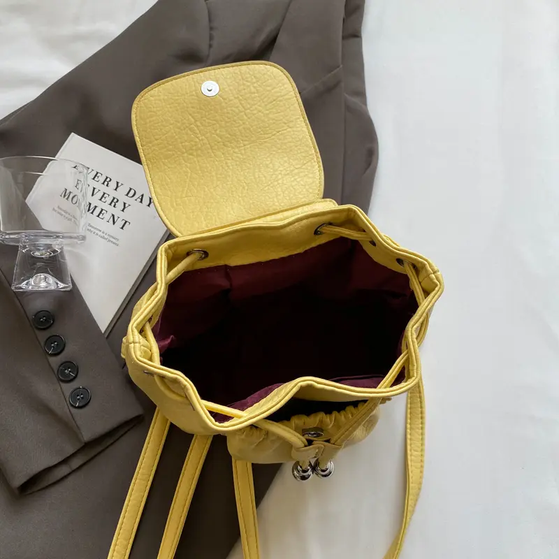 LEFTSIDE Candy Color Women's Cute Small Pu Leather Backpacks 2025 Y2K Korean Fashion Solid Color Backpack Lady Travel Back Packs