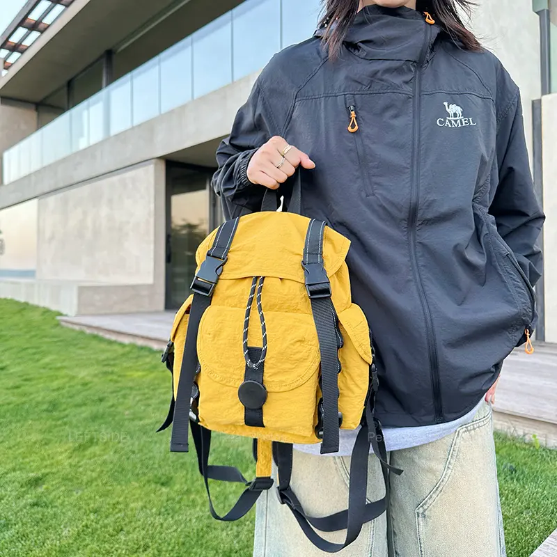 LEFTSIDE Women's Soft Nylon Backpacks 2025 New Travel Casual Style Backpack Girls School Bag Simple Solid Color Back Packs