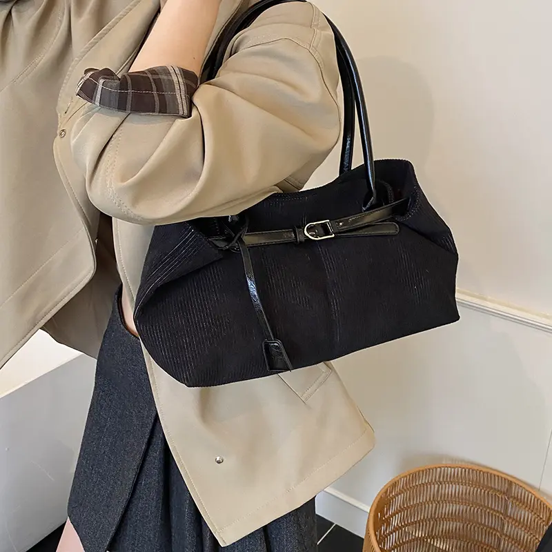 LEFTSIDE Women's Corduroy Shoulder Bag 2025 Winter New Trend Fashion Retro Tote Bag Luxury Brand Designer Handbags and Purses