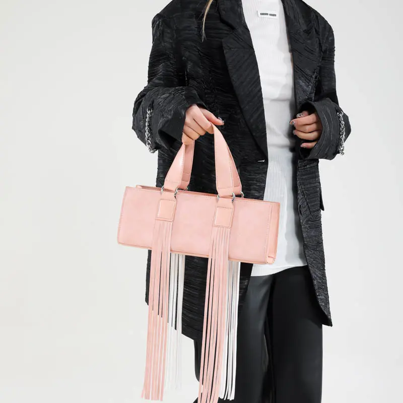 LEFTSIDE Retro Small PU Leather Shoulder Bag for Women 2024 Winter Trend New Y2K Tassels Design Handbags Females Crossbody Bags