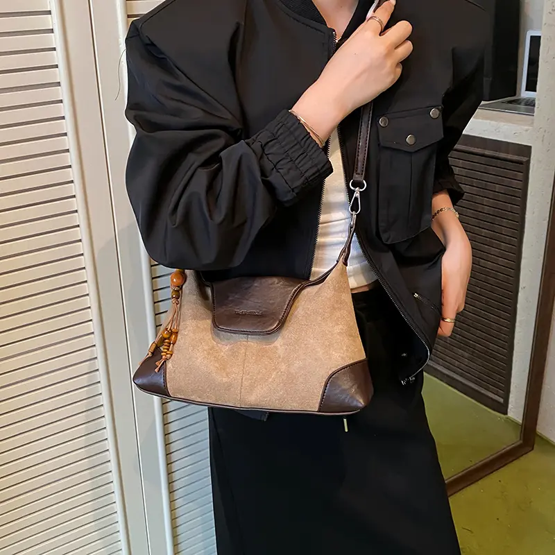 LEFTSIDE Women Small PU Leather Armpit Shoulder Bag 2025 Winter Fashion Retro Underarm Crossbody Bag Luxury Designer Handbags