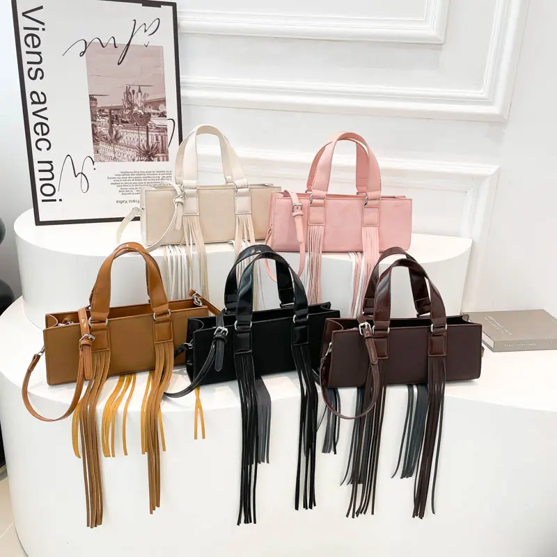 LEFTSIDE Retro Small PU Leather Shoulder Bag for Women 2024 Winter Trend New Y2K Tassels Design Handbags Females Crossbody Bags