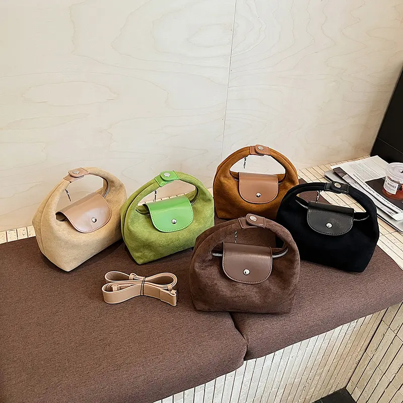 LEFTSIDE Women's Small Faux Suede Armpit Bag 2025 New Trend Retro Underarm Shoulder Bag Luxury Designer Handbags and Purses