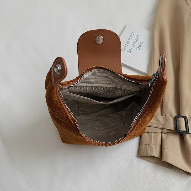 LEFTSIDE Women's Small Faux Suede Armpit Bag 2025 New Trend Retro Underarm Shoulder Bag Luxury Designer Handbags and Purses