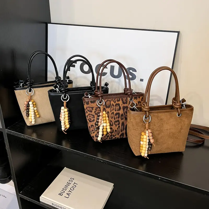 LEFTSIDE Design Faux Suede Leopard Shoulder Bags for Women 2025 New Winter Crossbody Bag Females ​Luxury Handbags and Purses