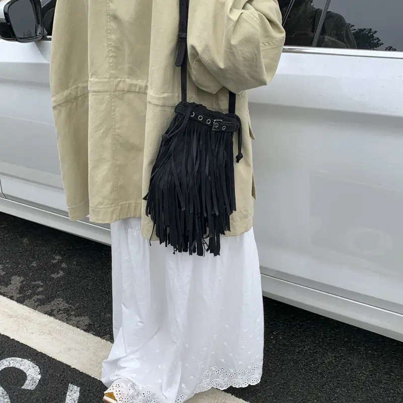 LEFTSIDE Design Mini PU Leather Shoulder Bags for Women 2025 Tassels New Crossbody Bag Females Retro ​Luxury Handbags and Purses