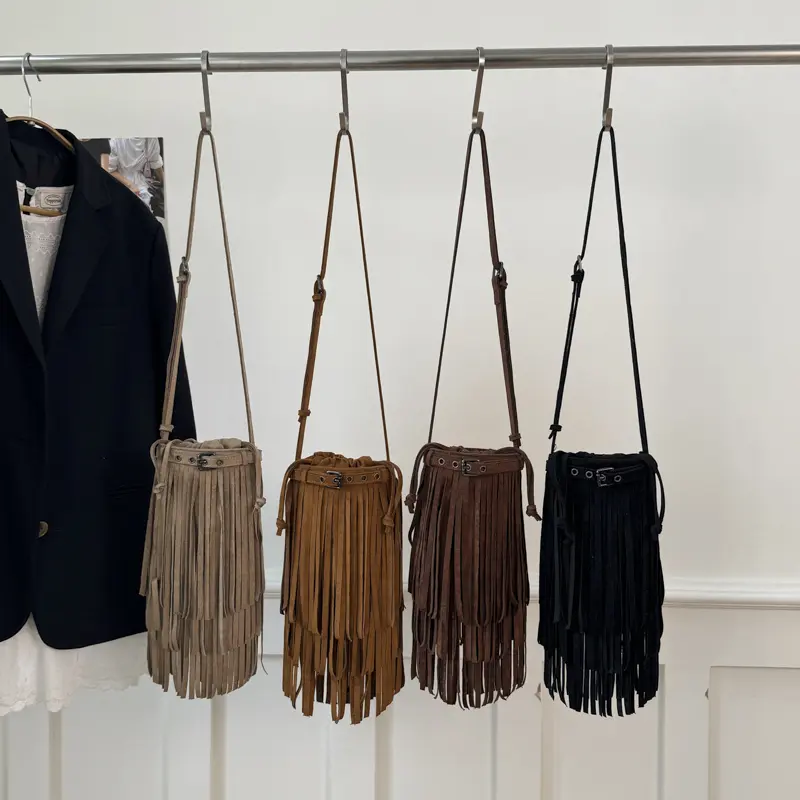 LEFTSIDE Design Mini PU Leather Shoulder Bags for Women 2025 Tassels New Crossbody Bag Females Retro ​Luxury Handbags and Purses