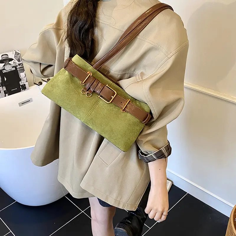 LEFTSIDE Women PU Suede Armpit Shoulder Bag 2025 Winter Retro Short Handle Square Tote Bag Luxury Designer Handbags and Purses