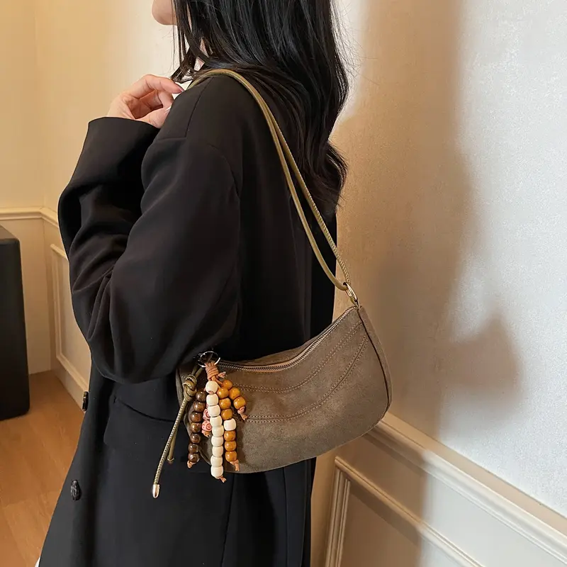 LEFTSIDE Design Small Faux Suede Shoulder Bags for Women 2025 Winter Crossbody Bag Females Retro New ​Luxury Handbags and Purses