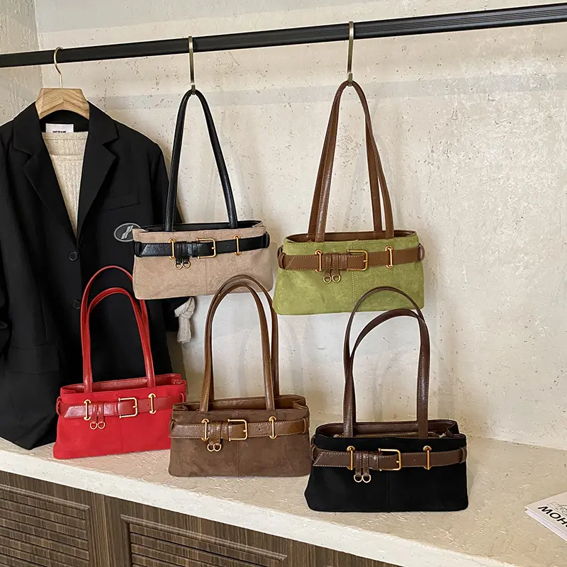 LEFTSIDE Women PU Suede Armpit Shoulder Bag 2025 Winter Retro Short Handle Square Tote Bag Luxury Designer Handbags and Purses