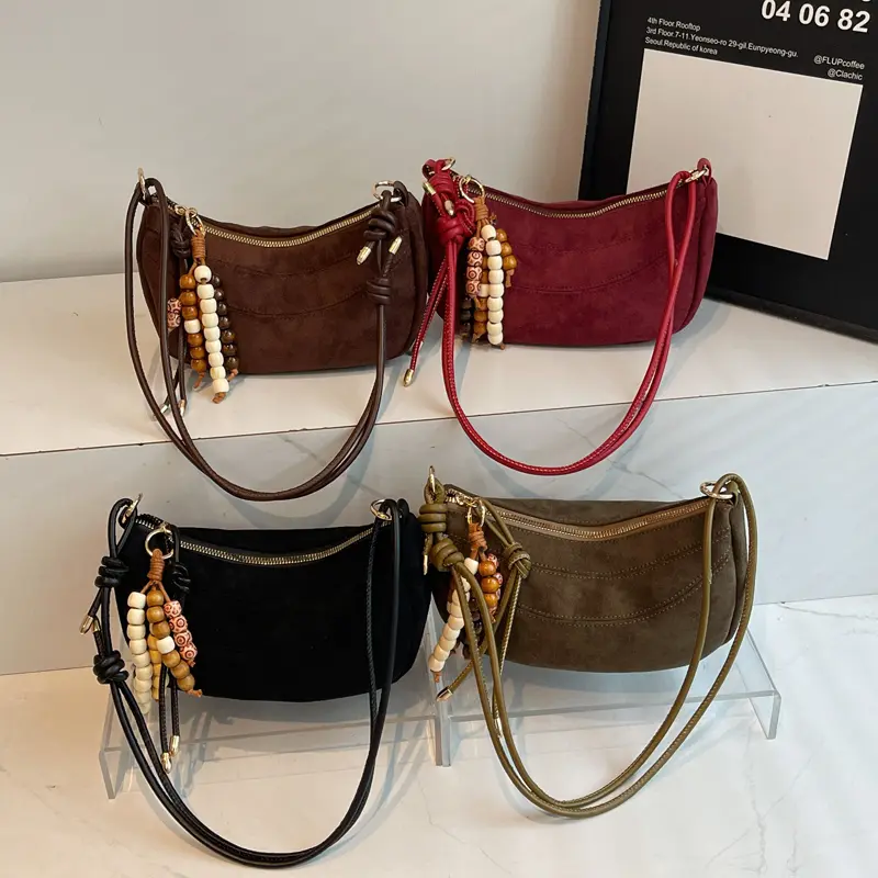 LEFTSIDE Design Small Faux Suede Shoulder Bags for Women 2025 Winter Crossbody Bag Females Retro New ​Luxury Handbags and Purses