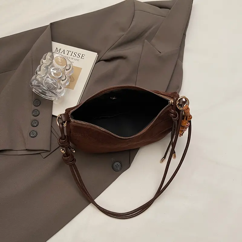 LEFTSIDE Design Small Faux Suede Shoulder Bags for Women 2025 Winter Crossbody Bag Females Retro New ​Luxury Handbags and Purses