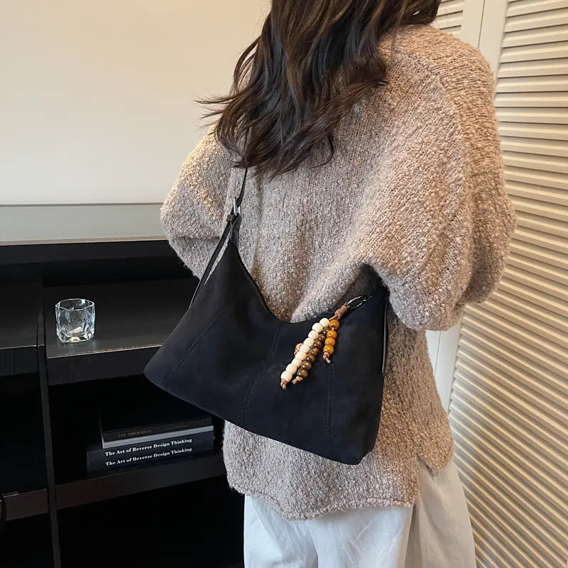 LEFTSIDE Retro Small Splicing Leather Underarm Bag 2025 New Trend Shoulder Bag Fashion Crossbody Bag Females Handbags and Purses
