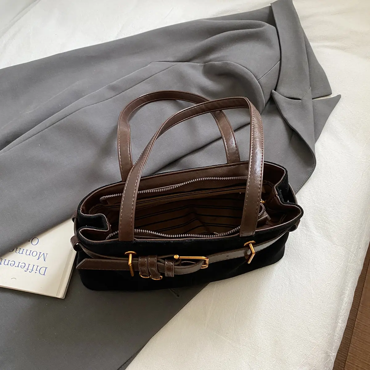 LEFTSIDE Women PU Suede Armpit Shoulder Bag 2025 Winter Retro Short Handle Square Tote Bag Luxury Designer Handbags and Purses
