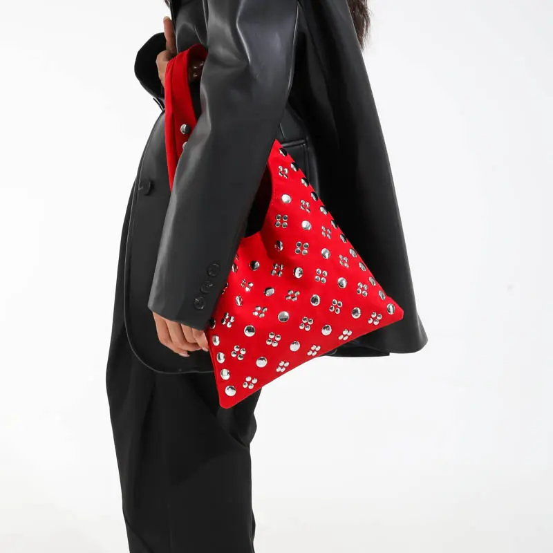 LEFTSIDE Rivets Design Faux Suede  Shoulder Bags for Women 2025 New Winter Underarm Bag Females ​Luxury Handbags and Purses