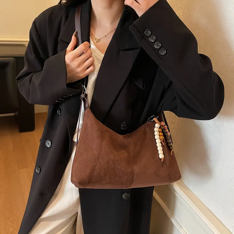 LEFTSIDE Retro Small Splicing Leather Underarm Bag 2025 New Trend Shoulder Bag Fashion Crossbody Bag Females Handbags and Purses