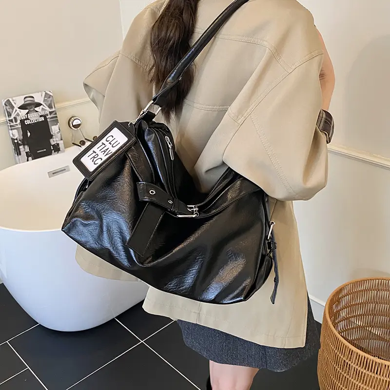 LEFTSIDE Women PU Leather Shoulder Bag 2025 Winter Fashion Retro Short Handle Tote Bag Luxury Designer Handbags and Purses