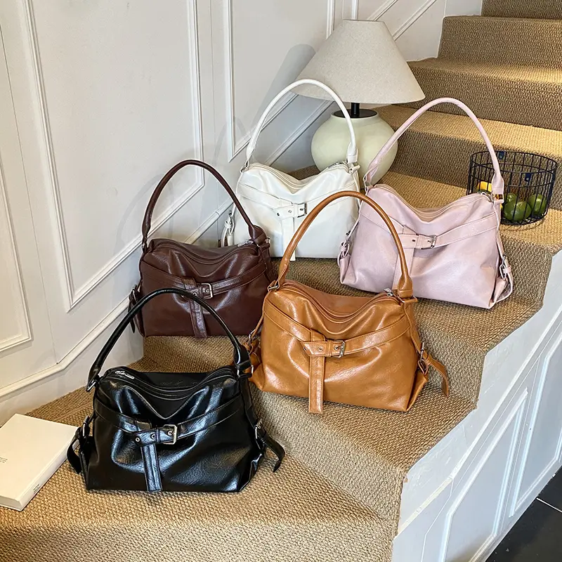 LEFTSIDE Women PU Leather Shoulder Bag 2025 Winter Fashion Retro Short Handle Tote Bag Luxury Designer Handbags and Purses