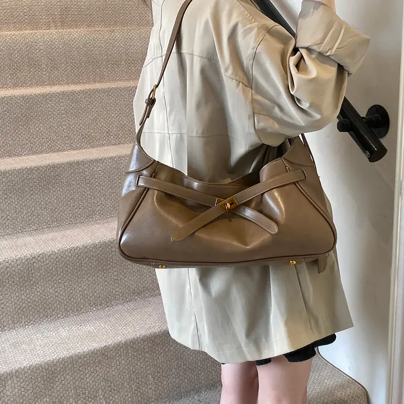 LEFTSIDE Big PU Leather Shoulder Bags for Women 2024 Y2K New Designer Crossbody Bag Females Solid Color Handbags and Purses